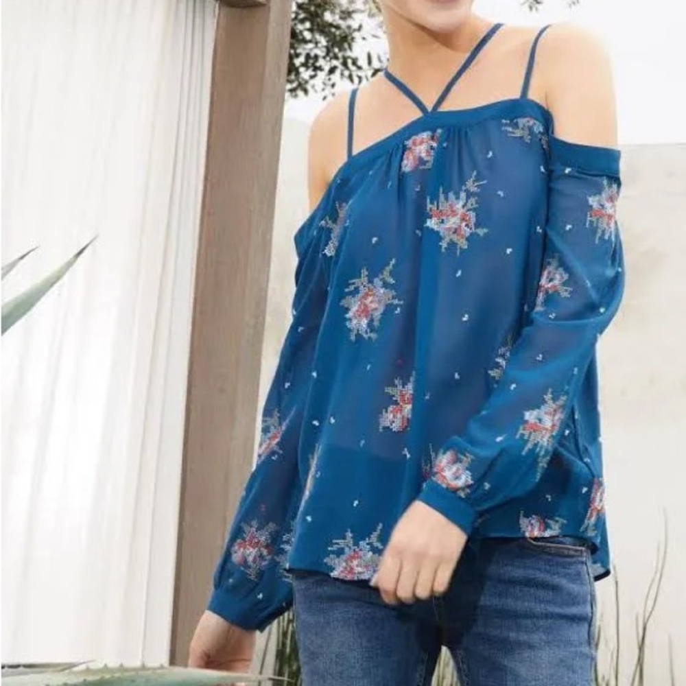 Anthropologie Ro&De | Blue Off Shoulder Blouse NWOT